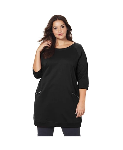 ellos Women's French Terry Zip Pocket Tunic