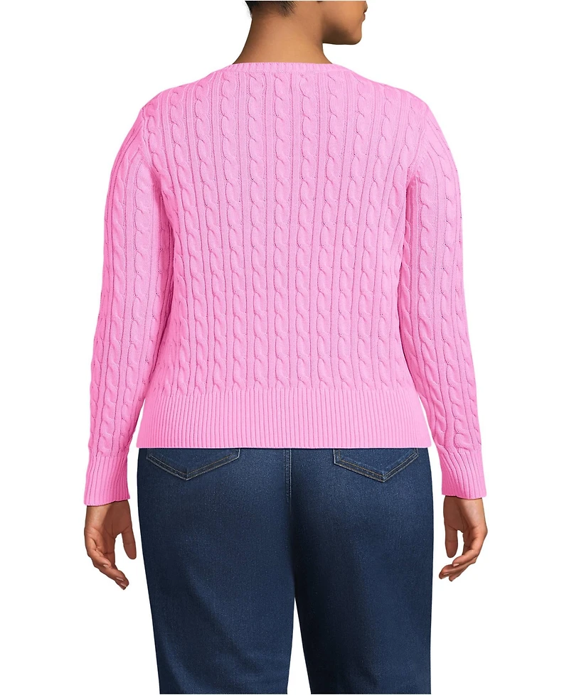 Lands' End Women's Plus Drifter Modern Cable Crew Sweater