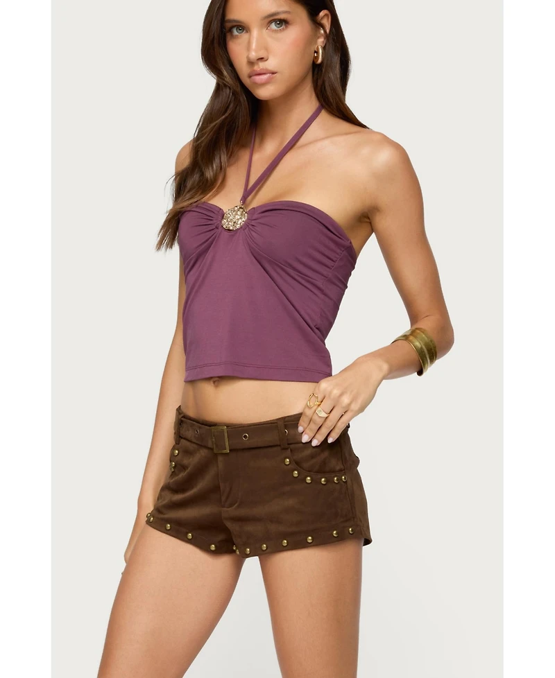 Edikted Women's Abstract Metal Detail Halter Top