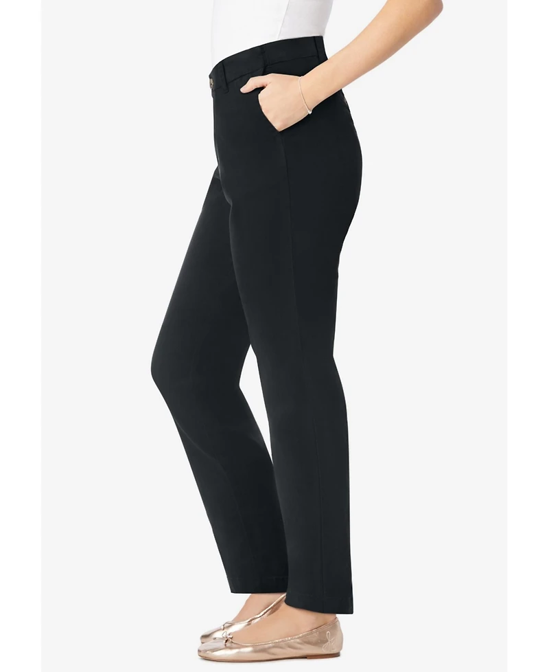 Woman Within Women's Tall Adjustable Waist Straight-Leg Chino