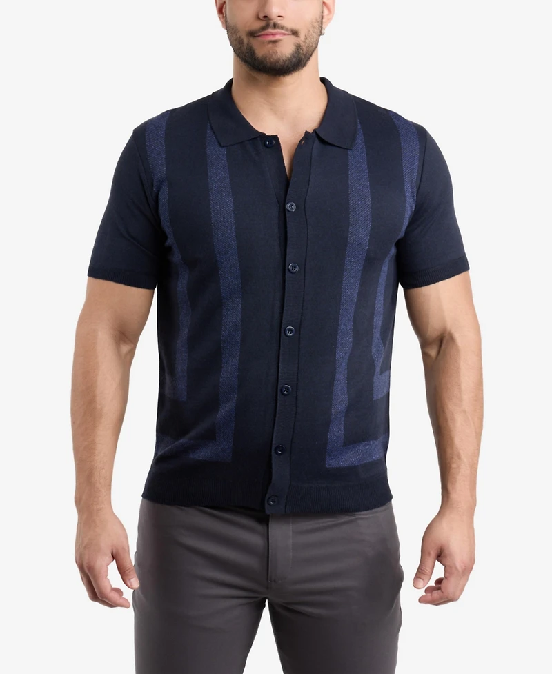Spring + Mercer Men's Button Down Short Sleeve Sweater
