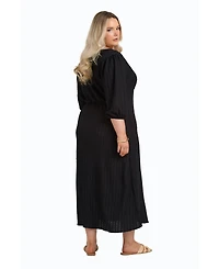 Fashion-szn Curve Balloon Sleeve Button Front Midi Dress