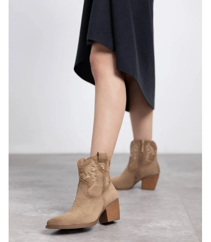 Women's Italian Western Suede Booties Refresh Collection By Xti