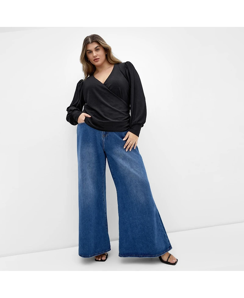 City Chic Women's Plus Glowing Lurex Top