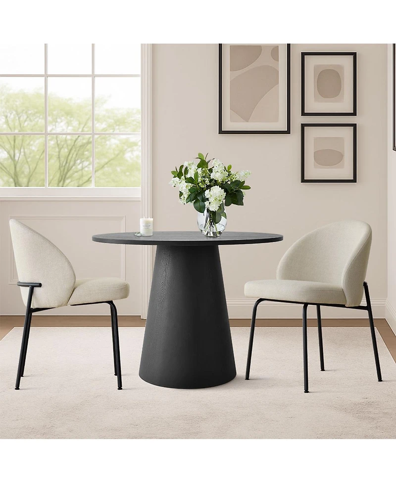 Maison Boucle Stylish Modern 2 Chair Dining Set with 35 Round Table and Comfortable Chairs for Elegant Spaces-Maison