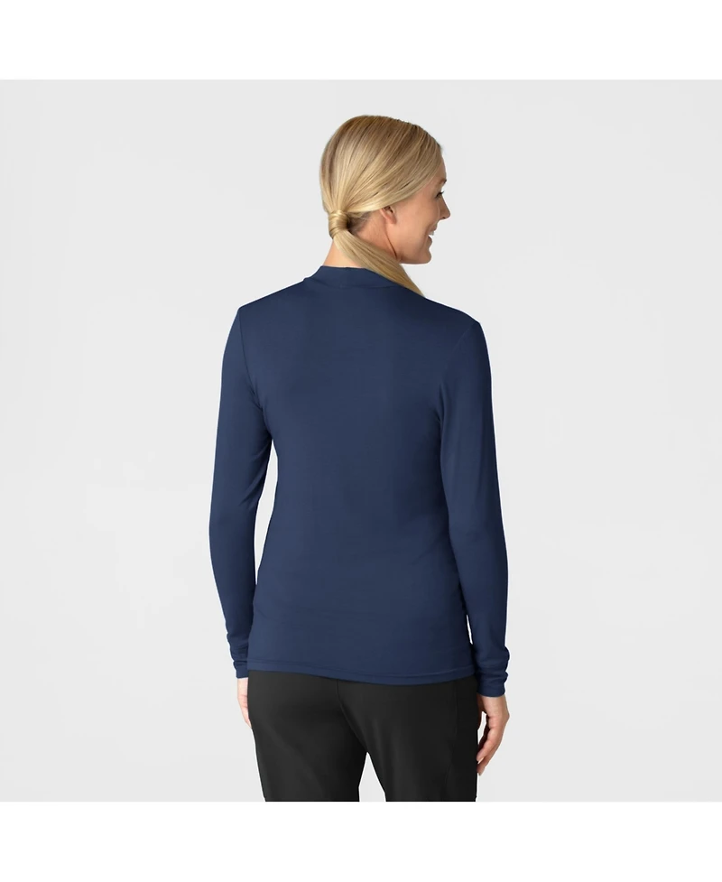 Wink Layers Women's Long Sleeve Mock Neck Silky Tee