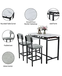 Casainc 3 Piece Dining Table Set with 2 Upholstered Chairs for Kitchen or Small Apartment