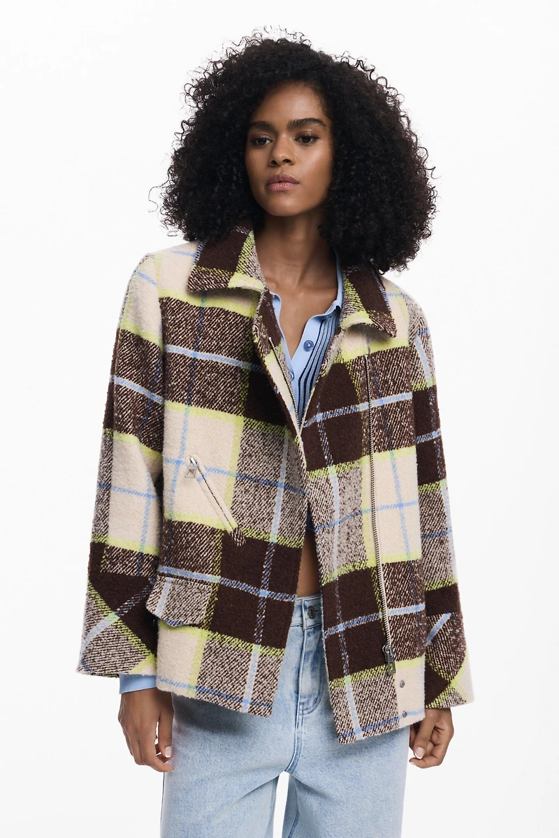 Desigual Women's Checked short double-breasted coat