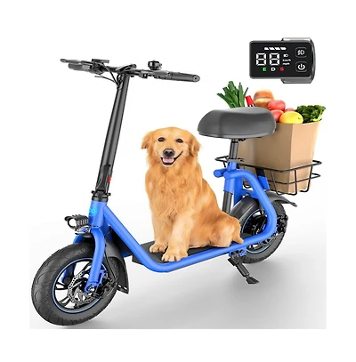 450W Electric Scooter for Unisex Adults: 265LBS MaxLoad, 22 Miles Range, 15.5MPH Top Speed, 3 Modes, Adjustable Seat