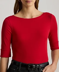 Lauren Ralph Stretch Cotton Boatneck T-Shirt