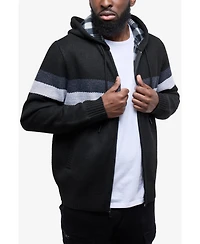 Cultura Men's Hooded Fleece Lined Full Zip Sweater With Stripes