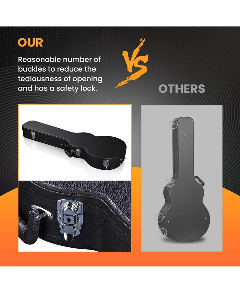 Yescom Electric Guitar Hard Case for Lp Les Paul Style w/ Folding Guitar Floor Stand
