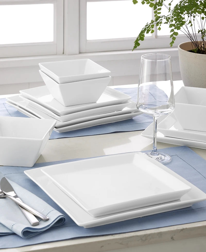 The Cellar Whiteware Square 12-Pc. Dinnerware Set, Service for 4