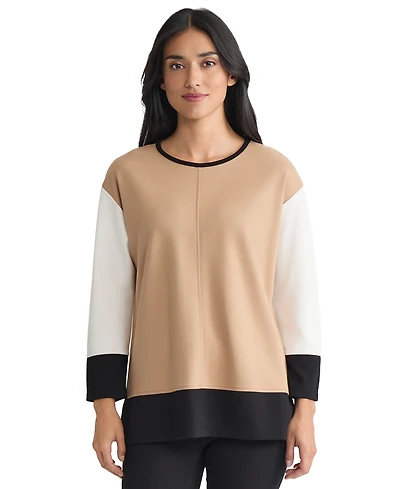 Jones New York Women's Long Sleeve Colorblock Top