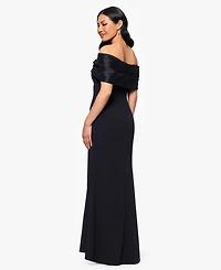 Betsy & Adam Women's Long Off-the-Shoulder Dress