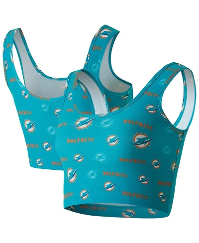 Concepts Sport Women's Aqua Miami Dolphins Mosaic Allover Print Bralette