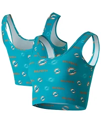 Concepts Sport Women's Aqua Miami Dolphins Mosaic Allover Print Bralette