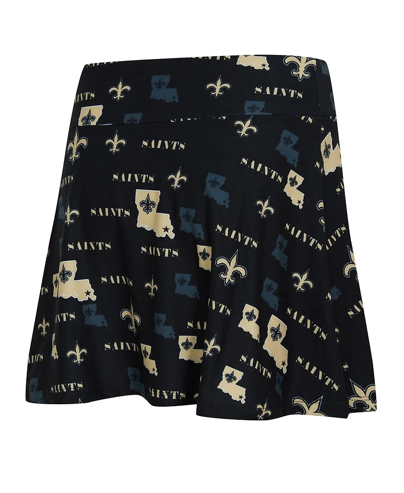 Concepts Sport Women's Black New Orleans Saints Mosaic Allover Print Skort