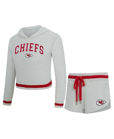 Concepts Sport Women's Gray Kansas City Chiefs Whitley Long Sleeve Hoodie Top Shorts Set