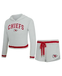 Concepts Sport Women's Gray Kansas City Chiefs Whitley Long Sleeve Hoodie Top Shorts Set