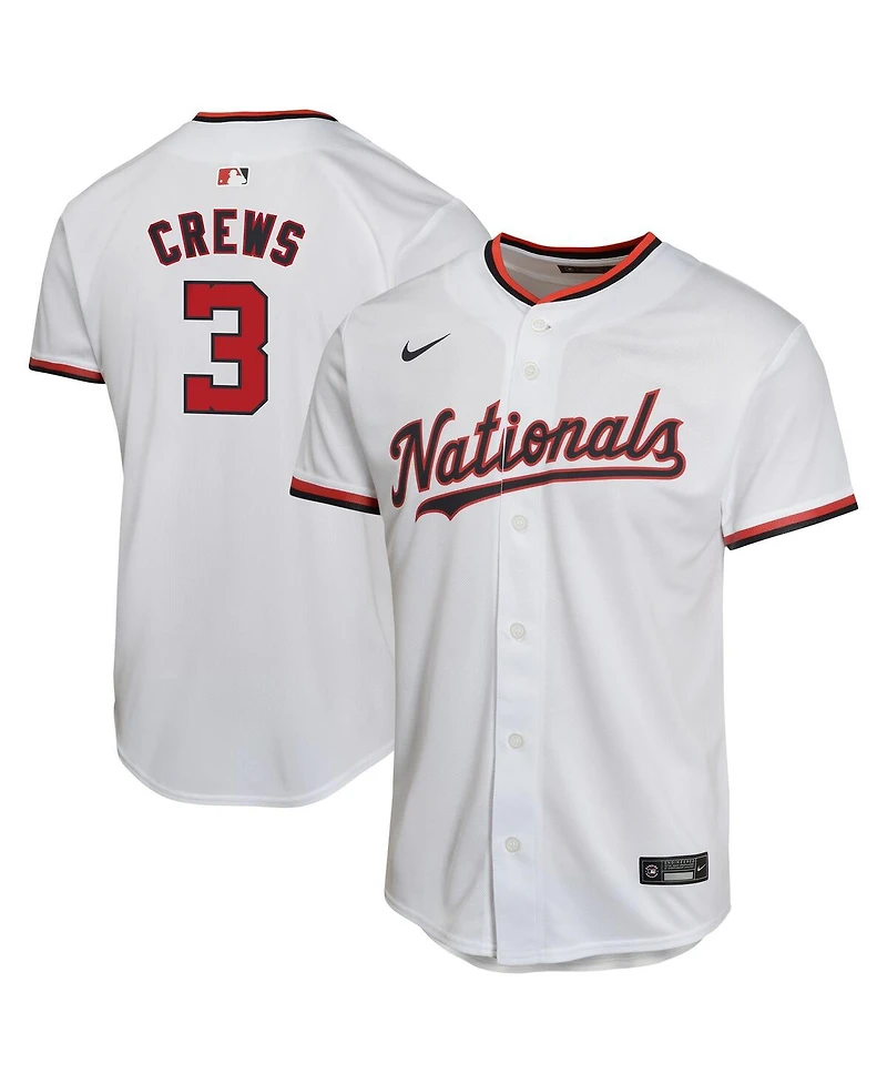 Nike Big Boys and Girls Dylan Crews White Washington Nationals Alternate Game Player Jersey