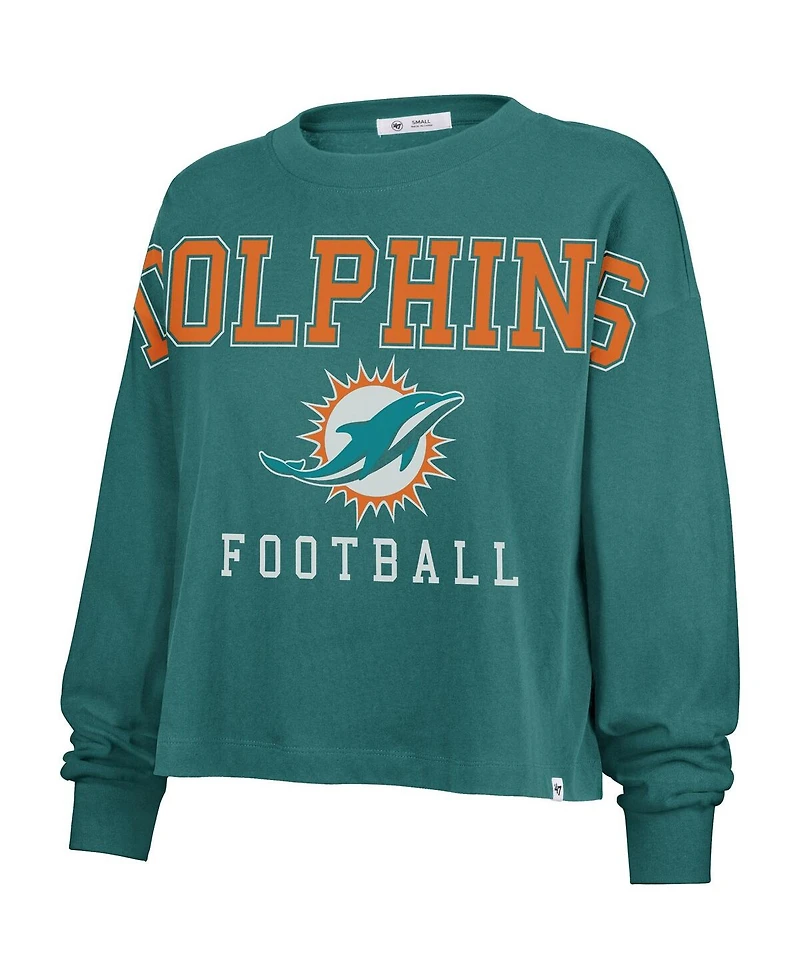 '47 Brand Women's Aqua Miami Dolphins Outreach City Oversized Long Sleeve T-Shirt