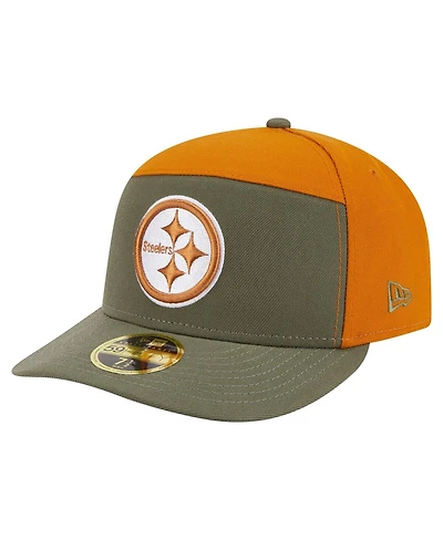 New Era Men's Olive/Brown Pittsburgh Steelers Two-Tone Color Pack Split Panel 59FIFTY Fitted Hat