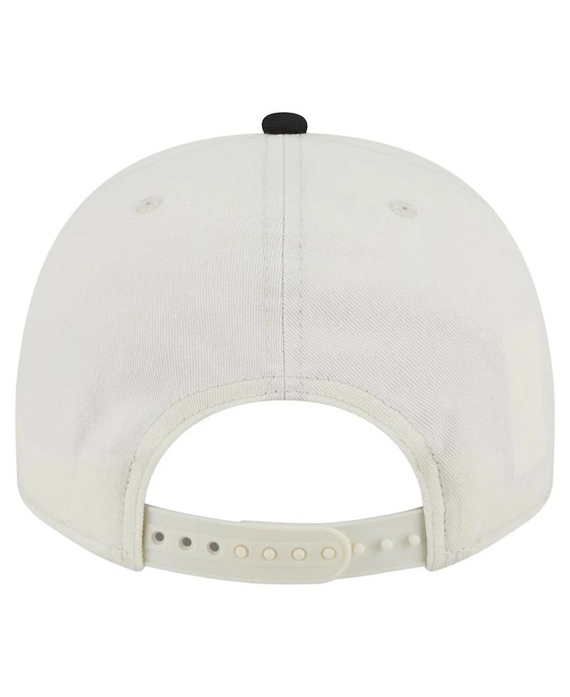 New Era Men's Cream/Black Las Vegas Raiders Chainstitch A-Frame 9FIFTY Adjustable Hat