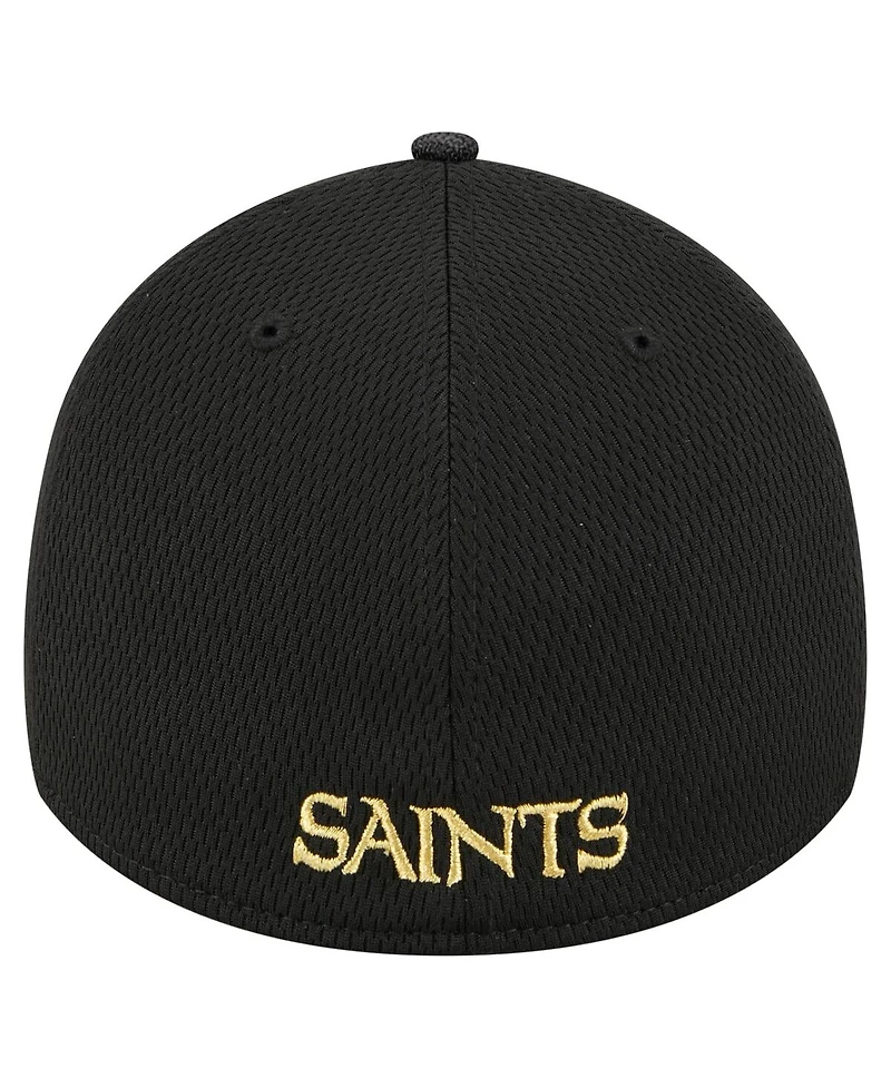 New Era Men's Black Orleans Saints Visor Hit 39THIRTY Flex Hat