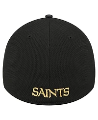 New Era Men's Black Orleans Saints Visor Hit 39THIRTY Flex Hat