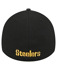 New Era Men's Black Pittsburgh Steelers Visor Hit 39THIRTY Flex Hat
