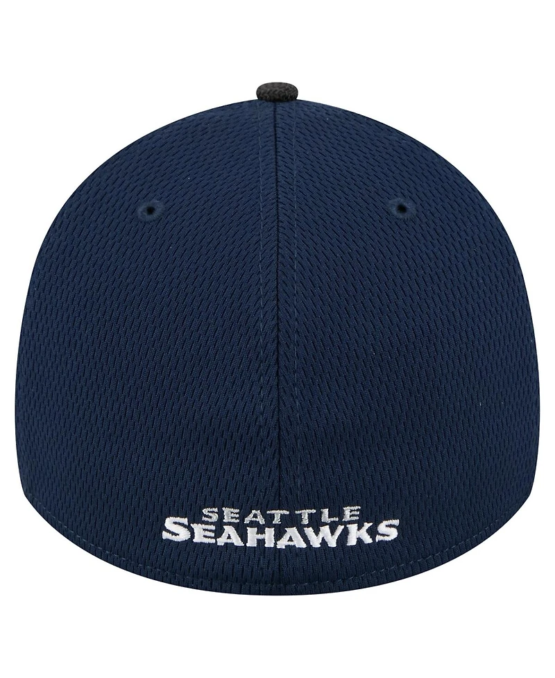New Era Men's College Navy Seattle Seahawks Visor Hit 39THIRTY Flex Hat