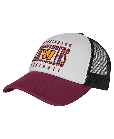 Outerstuff Big Boys and Girls White/Burgundy Washington Commanders Essentials Trucker Adjustable Hat