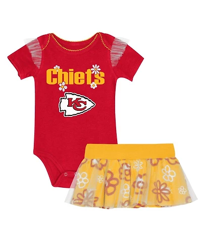 Outerstuff Baby Girls Kansas City Chiefs My Team Rocks Bodysuit and Skirt Set