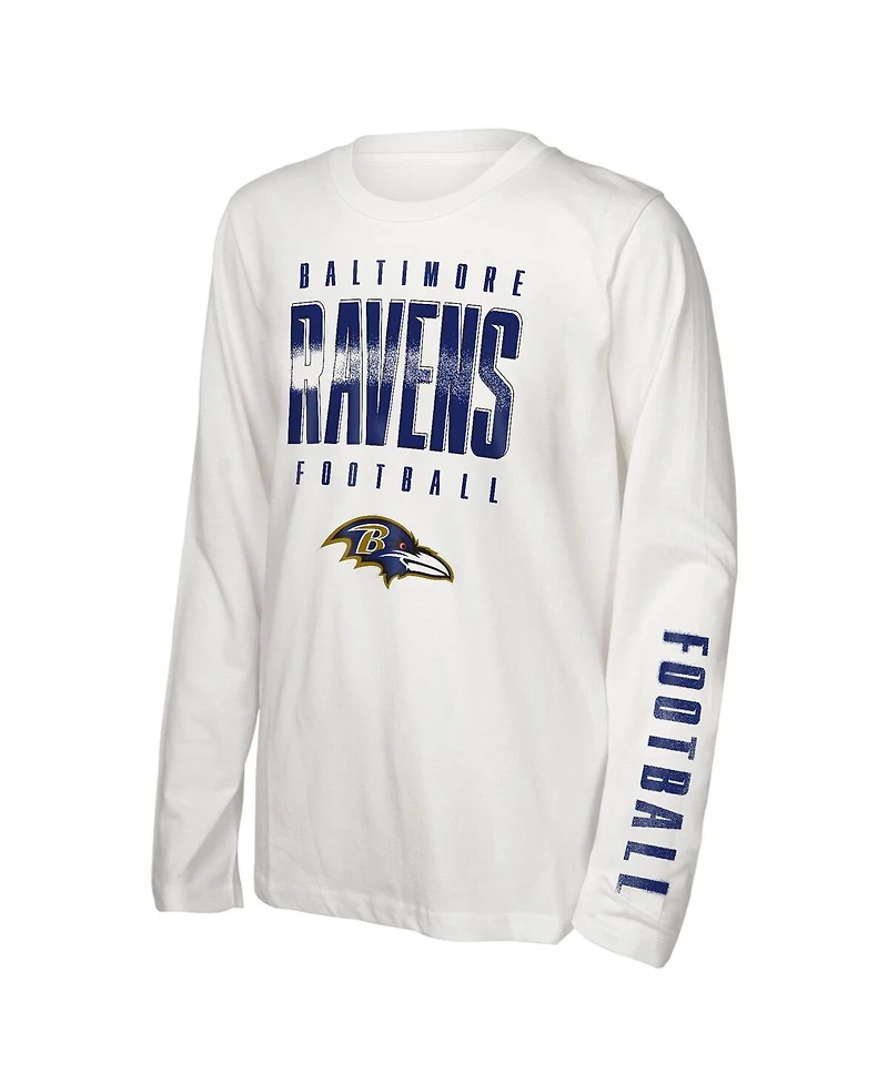 Outerstuff Big Boys and Girls Baltimore Ravens The Mix Combo T-Shirt Set