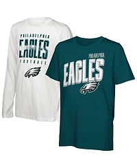 Outerstuff Big Boys and Girls Philadelphia Eagles The Mix Combo T-Shirt Set