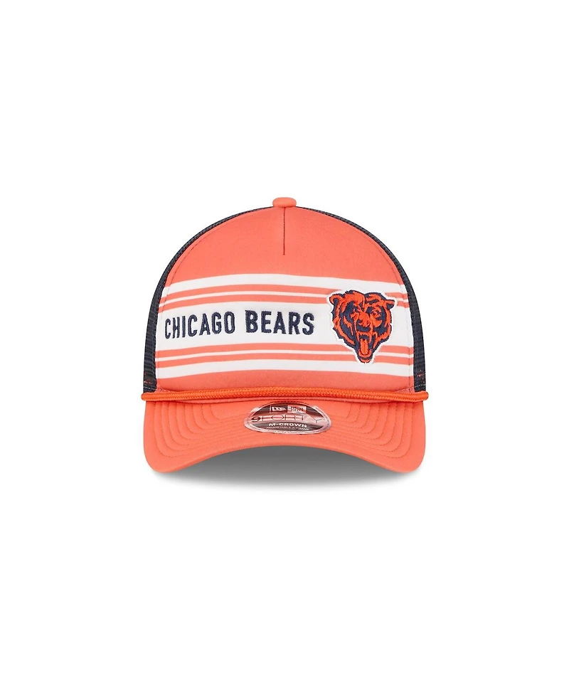 New Era Men's Orange Chicago Bears Bear Linear A-Frame 9FORTY Adjustable Hat