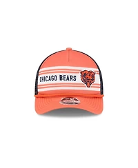 New Era Men's Orange Chicago Bears Bear Linear A-Frame 9FORTY Adjustable Hat