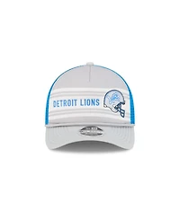 New Era Men's Gray Detroit Lions Linear A-Frame 9FORTY Adjustable Hat