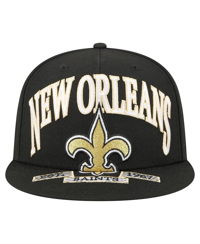 New Era Men's Black Orleans Saints Oversized 59FIFTY Fitted Hat