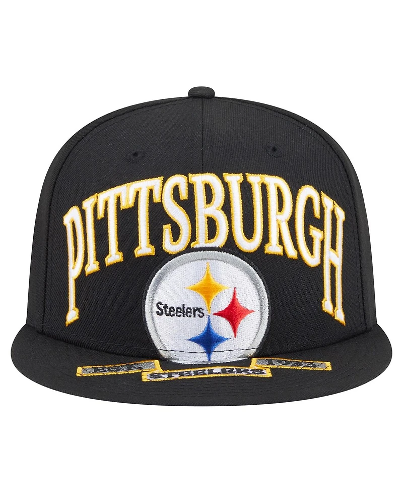 New Era Men's Black Pittsburgh Steelers Oversized 59FIFTY Fitted Hat