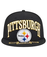 New Era Men's Black Pittsburgh Steelers Oversized 59FIFTY Fitted Hat