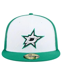 New Era Men's White/Kelly Green Dallas Stars Repeat Two-Tone 59FIFTY Fitted Hat