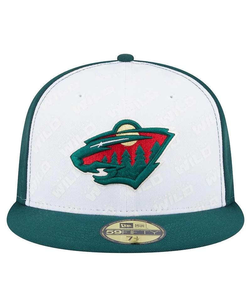 New Era Men's White/Green Minnesota Wild Repeat Two-Tone 59FIFTY Fitted Hat