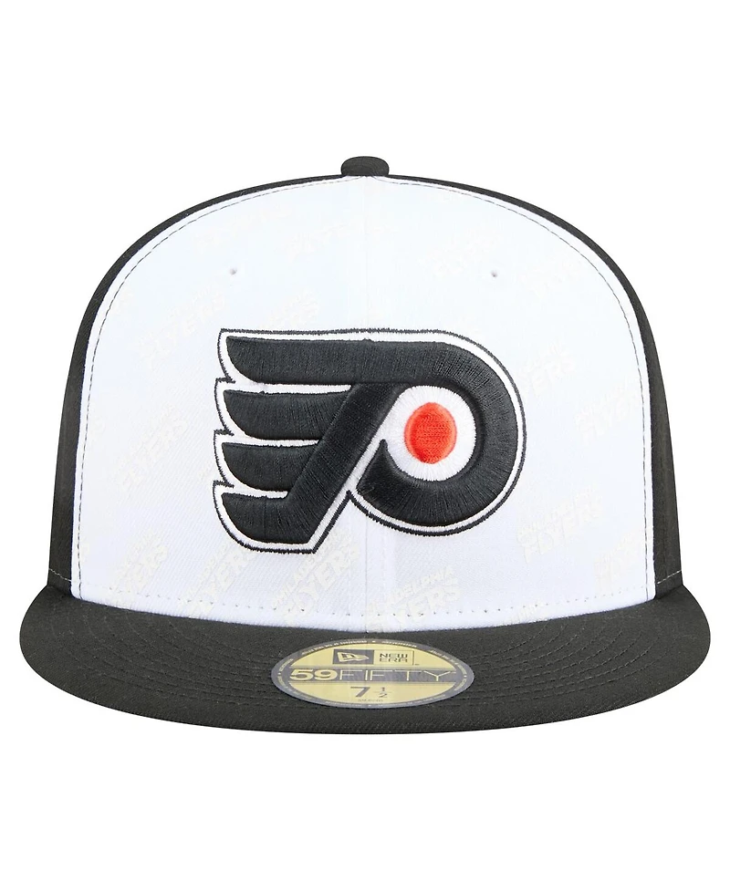 New Era Men's White/Black Philadelphia Flyers Repeat Two-Tone 59FIFTY Fitted Hat