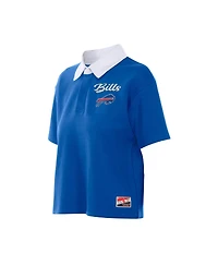 New Era Women's Royal Buffalo Bills Throwback Boxy Cropped Polo Shirt