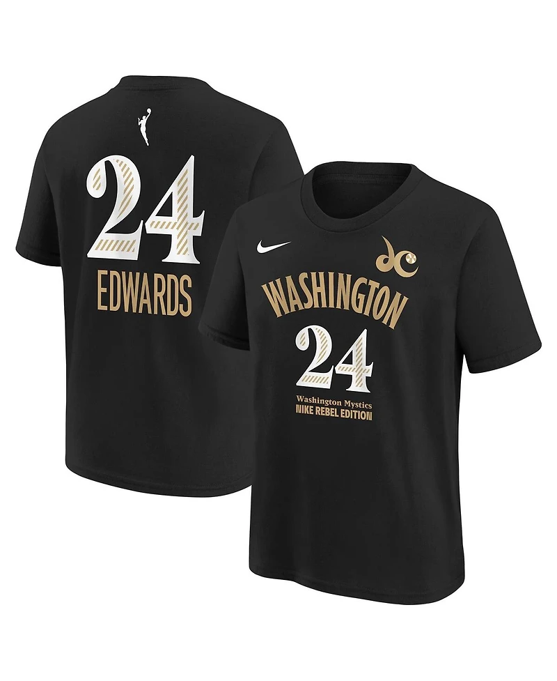 Nike Big Boys and Girls Aaliyah Edwards Black Washington Mystics Draft Rebel Edition Name Number T-Shirt