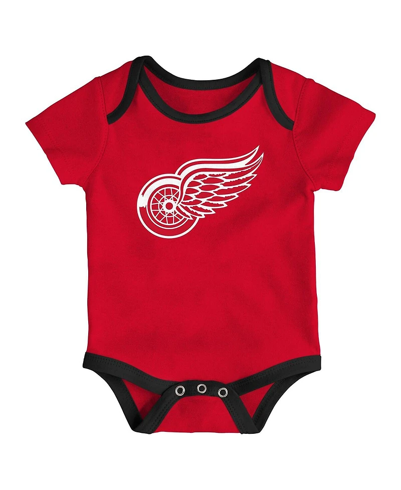 Outerstuff Baby Boys and Girls Detroit Red Wings Loyal Buddies Three-Pack Bodysuit Set