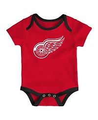 Outerstuff Baby Boys and Girls Detroit Red Wings Loyal Buddies Three-Pack Bodysuit Set