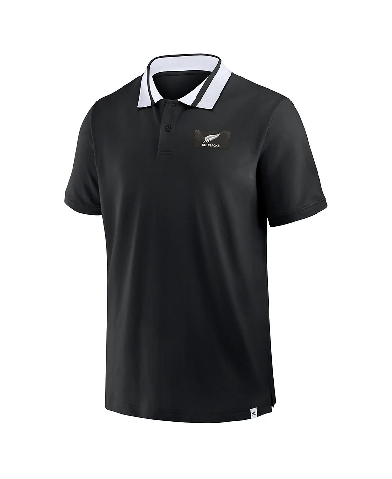 Fanatics Men's Black New Zealand Rugby All Blacks Tipped Polo Shirt
